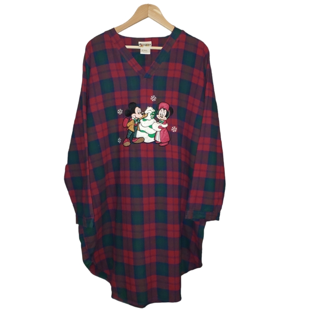 Vintage Disney Plaid Flannel Nightgown Pajama ONE SIZE